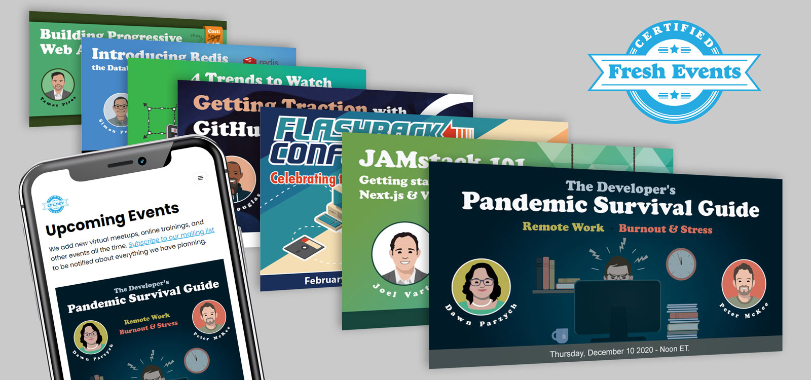 Advertising banners for an online library of Recorded Sessions by experts for developers.